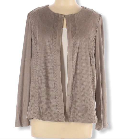 Chico's Jackets & Blazers - CHICO'S Tan Faux Suede One Eye Hook Closure Jacket Blazer Size 1